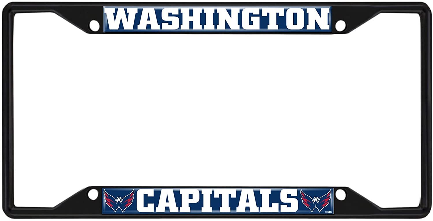 Washington Capitals Black Metal License Plate Frame Tag Cover, 6x12 Inch