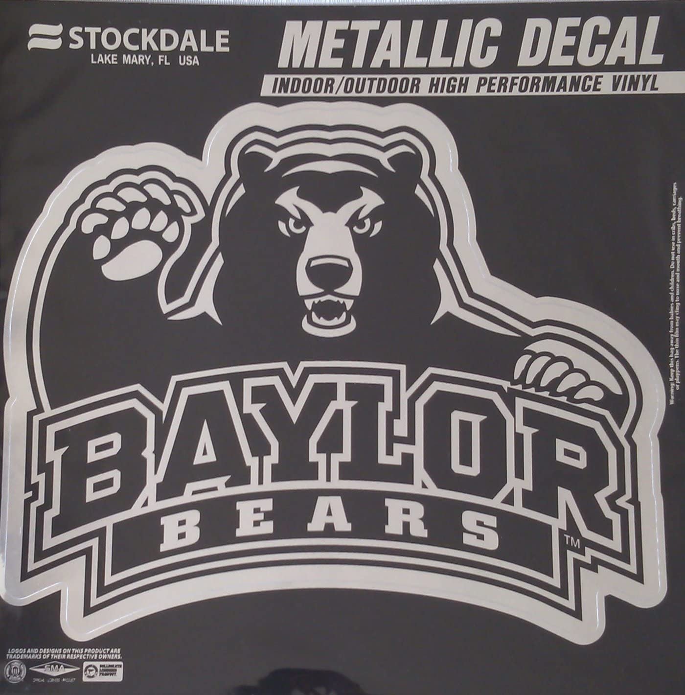 Baylor University Bears 12 Inch Decal Sticker, Metallic Chrome Shimmer Design