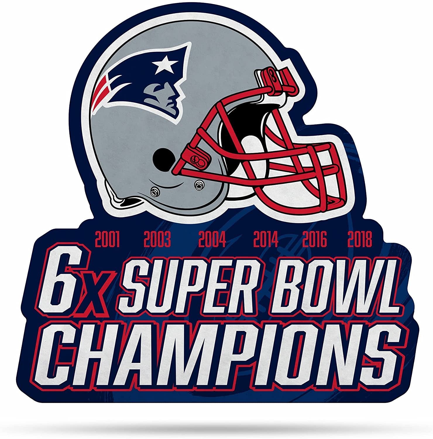 New England Patriots 6-Time Super Bowl Champions Soft Felt Pennant, Shape Cut, 18 Inch, Easy To Hang