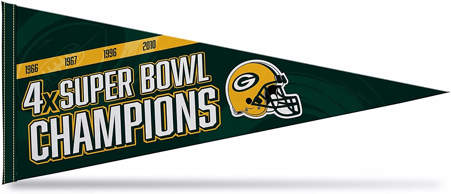 Green Bay Packers Felt Pennant 4 Time Super Bowl Champions Soft 12X30 Inch