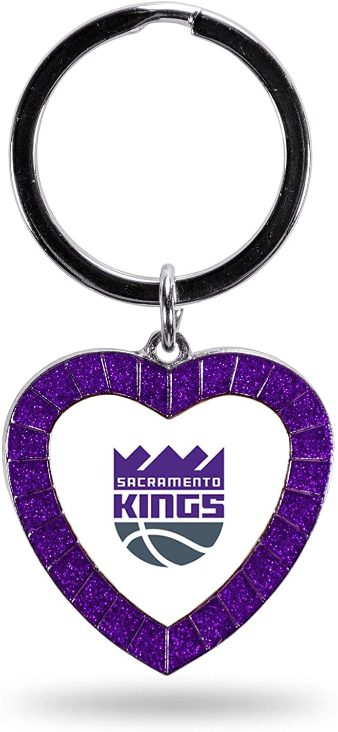Sacramento Kings Metal Keychain Rhinestone Colored Heart Shape