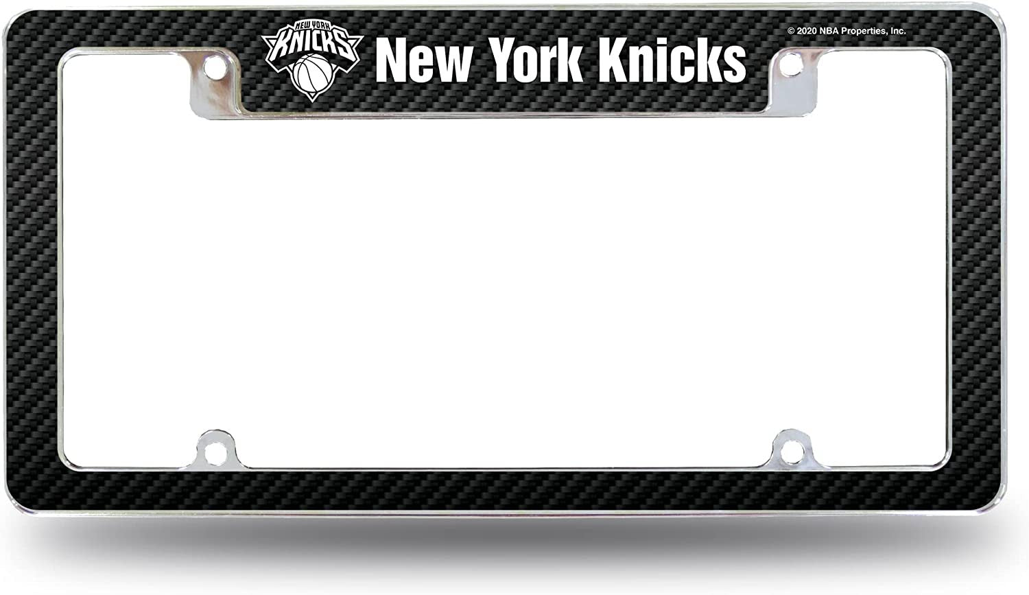 New York Knicks Metal License Plate Frame Chrome Tag Cover Carbon Fiber Design 6x12 Inch