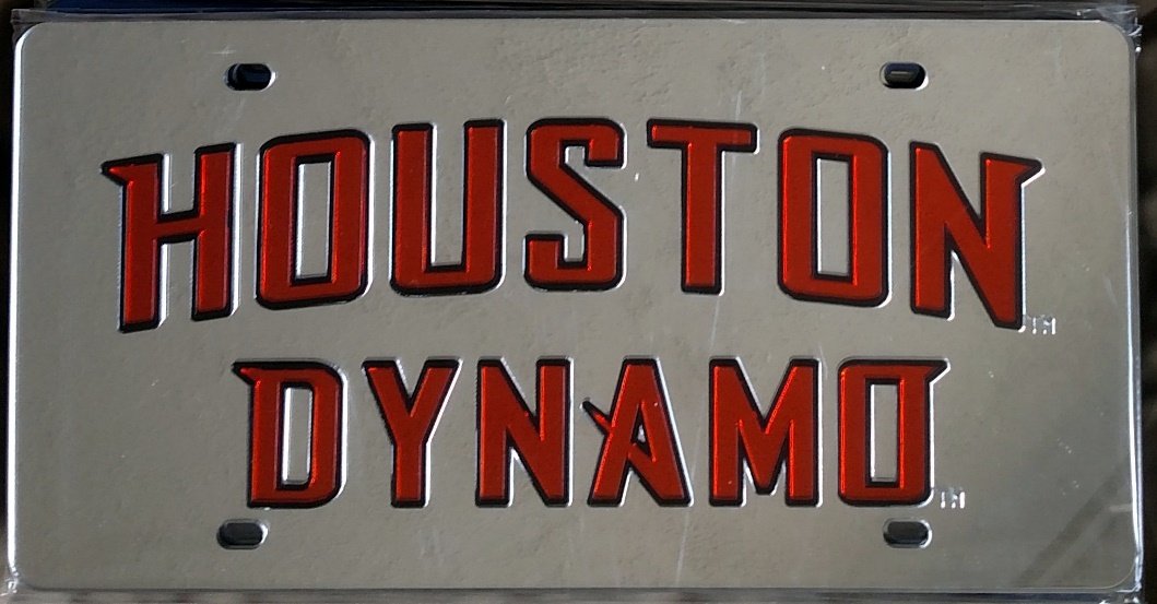 Houston Dynamo MLS Premium Laser Cut Tag License Plate, Mirrored Acrylic Inlaid, 12x6 Inch