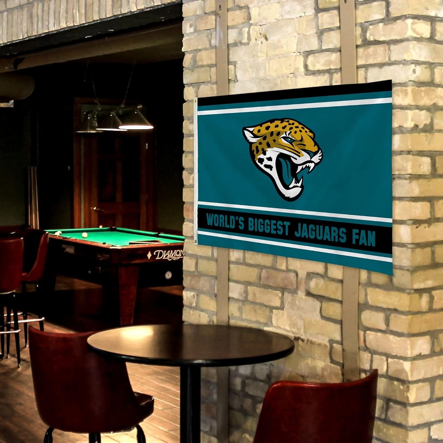 Jacksonville Jaguars 3x5 Feet Flag Banner, World's Biggest Fan, Metal Grommets, Single Sided, Indoor or Outdoor Use