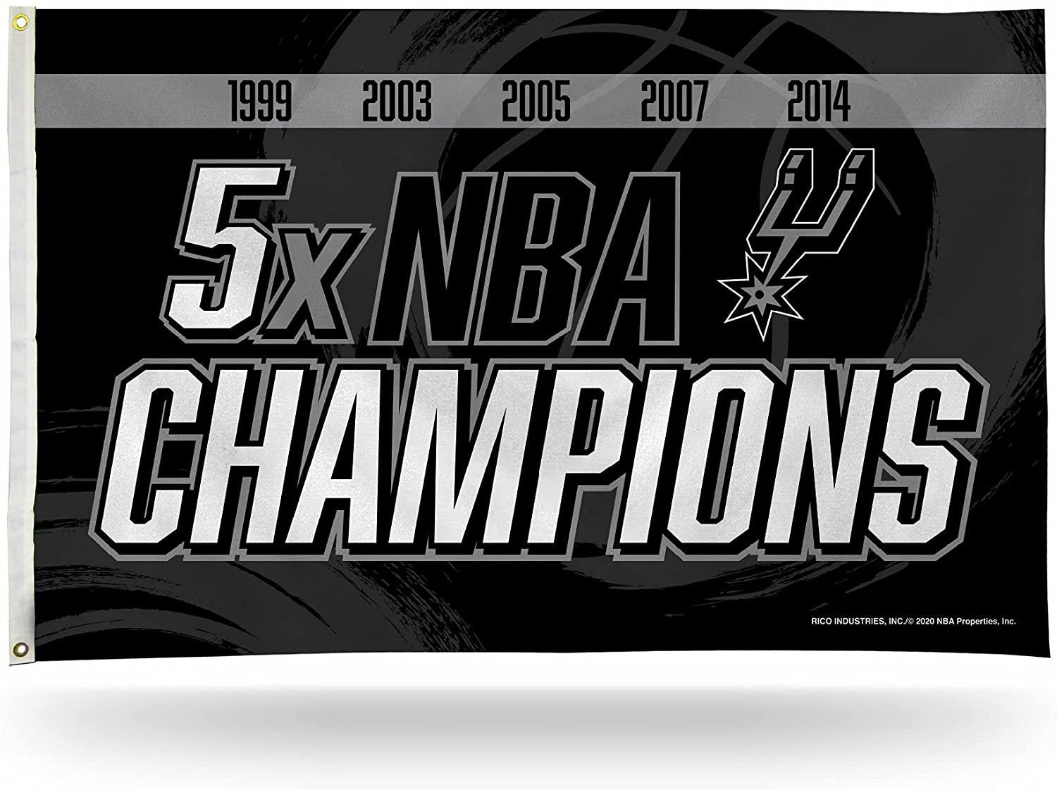 San Antonio Spurs Premium 3x5 feet Flag Banner, 5-Time Champions, Metal Grommets, Outdoor Indoor, Single Sided