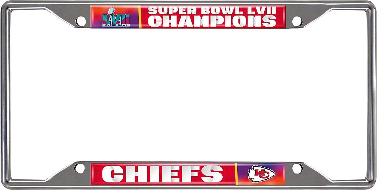 Kansas City Chiefs 2023 Super Bowl LVII Champions Metal License Plate Frame Chrome Tag Cover