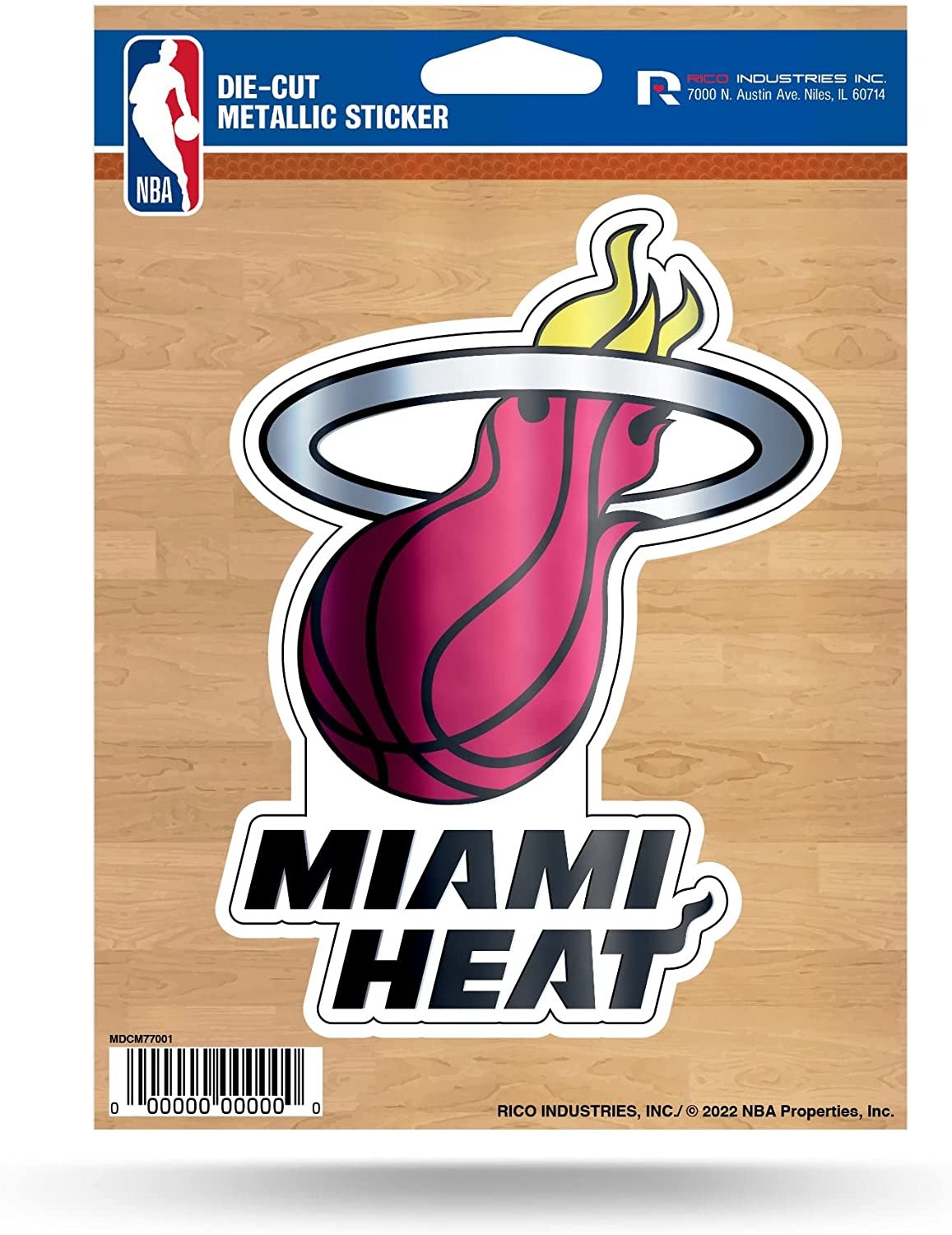Miami Heat 5 Inch Die Cut Decal Sticker, Metallic Shimmer Design, Full Adhesive Backing