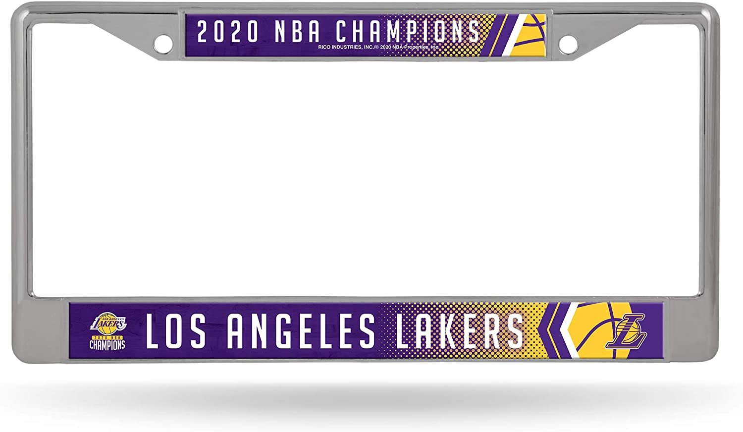 Los Angeles Lakers 2020 Champions Metal License License Plate Frame Chrome Tag Cover, 12x6 Inch