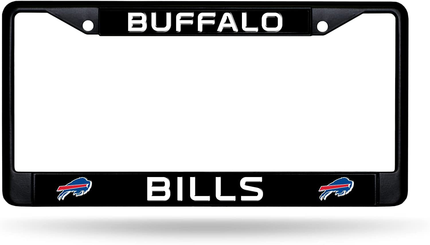 Buffalo Bills Black Metal License Plate Frame Chrome Tag Cover 6x12 Inch