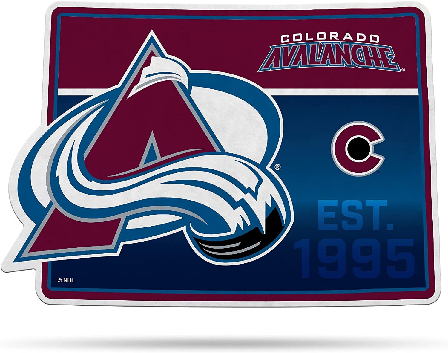 Colorado Avalanche State Shape Cut 18" Pennant