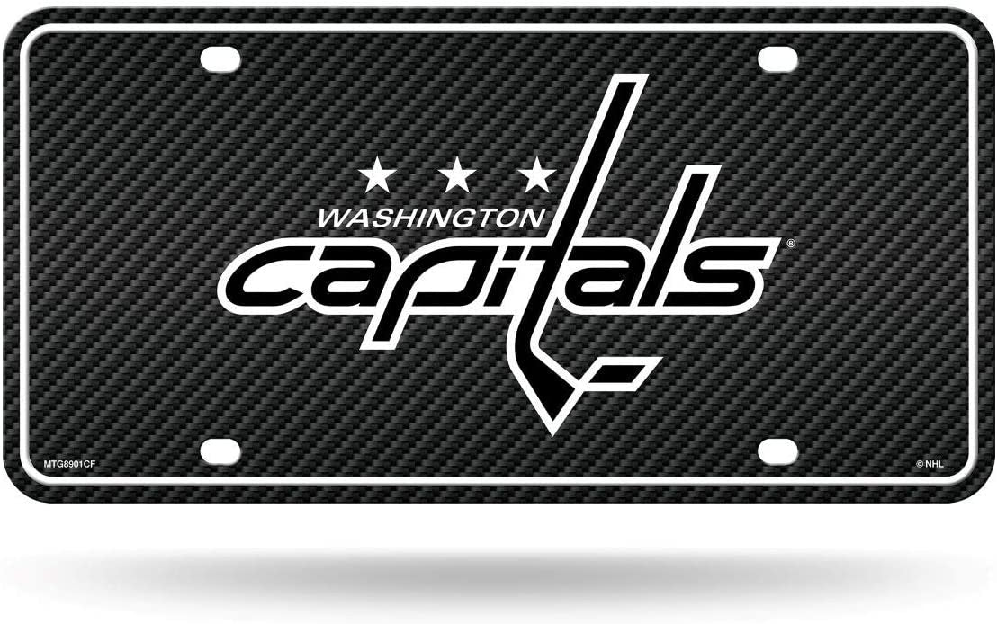 Washington Capitals Metal Auto Tag License Plate, Carbon Fiber Design, 6x12 Inch