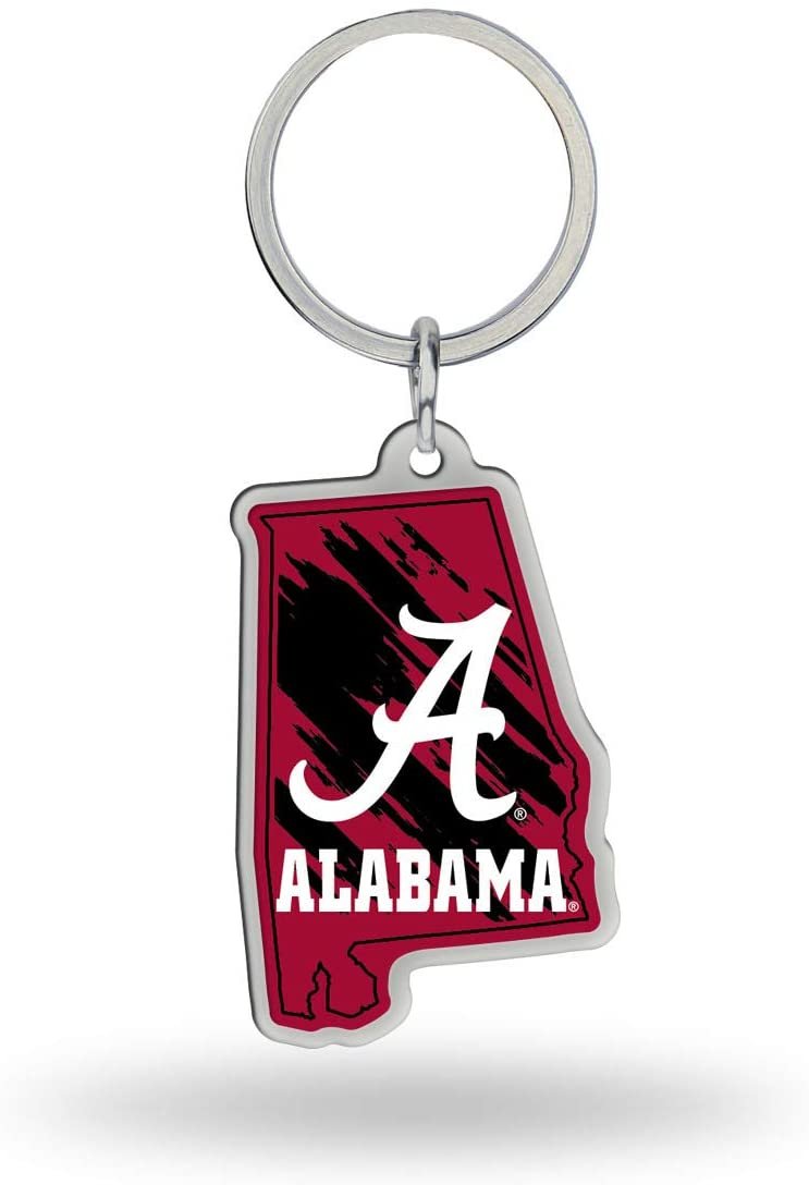 University of Alabama Crimson Tide Metal Keychain State Shape Design