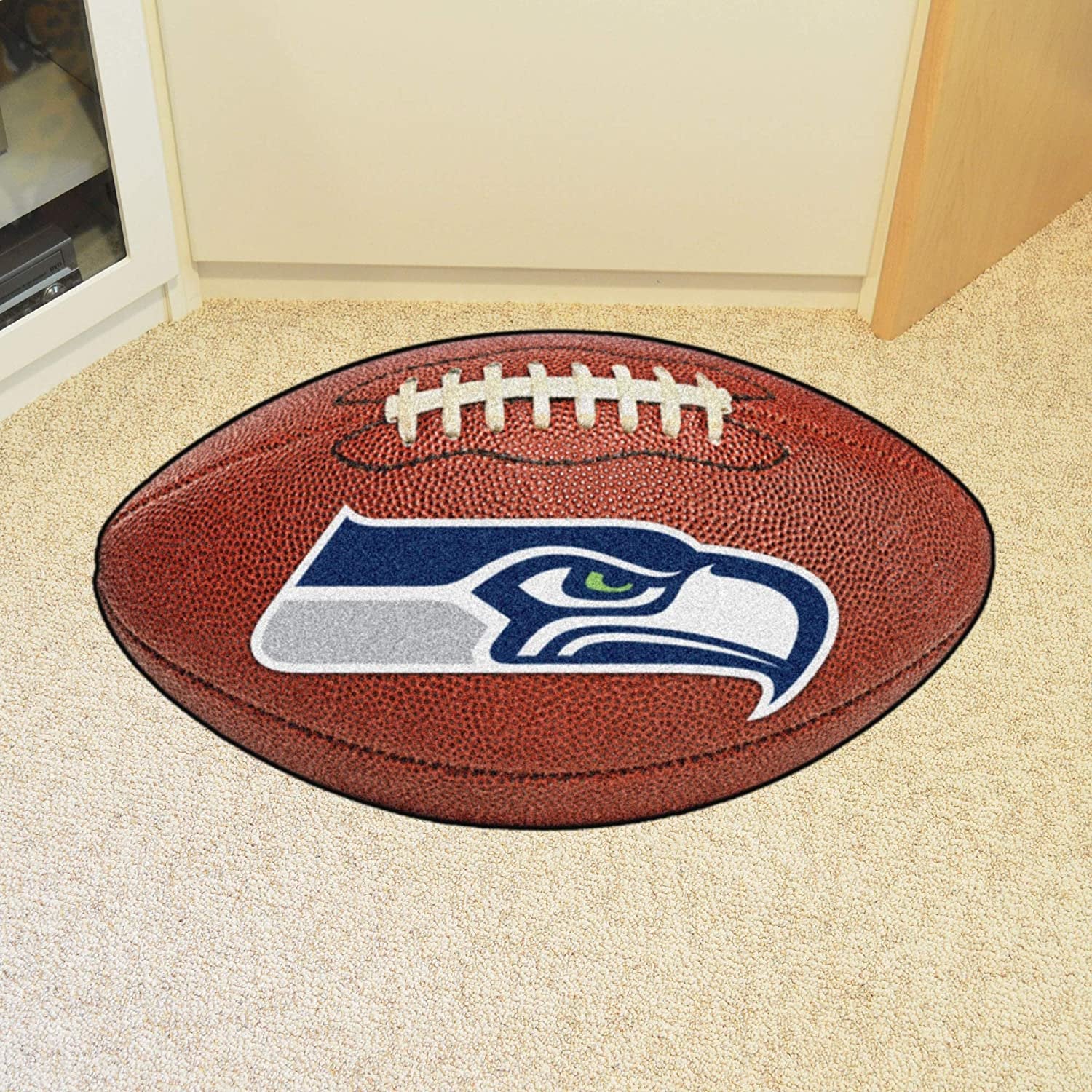 Seattle Seahawks Floor Mat Area Rug, 20x32 Inch, Non-Skid Backing, Football Design