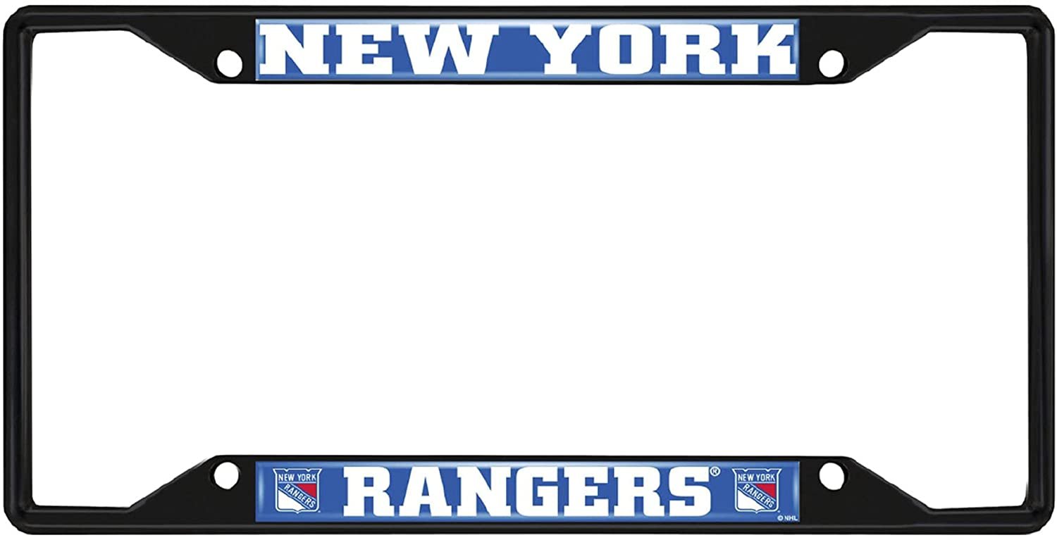 New York Rangers Black Metal License Plate Frame Tag Cover, 6x12 Inch