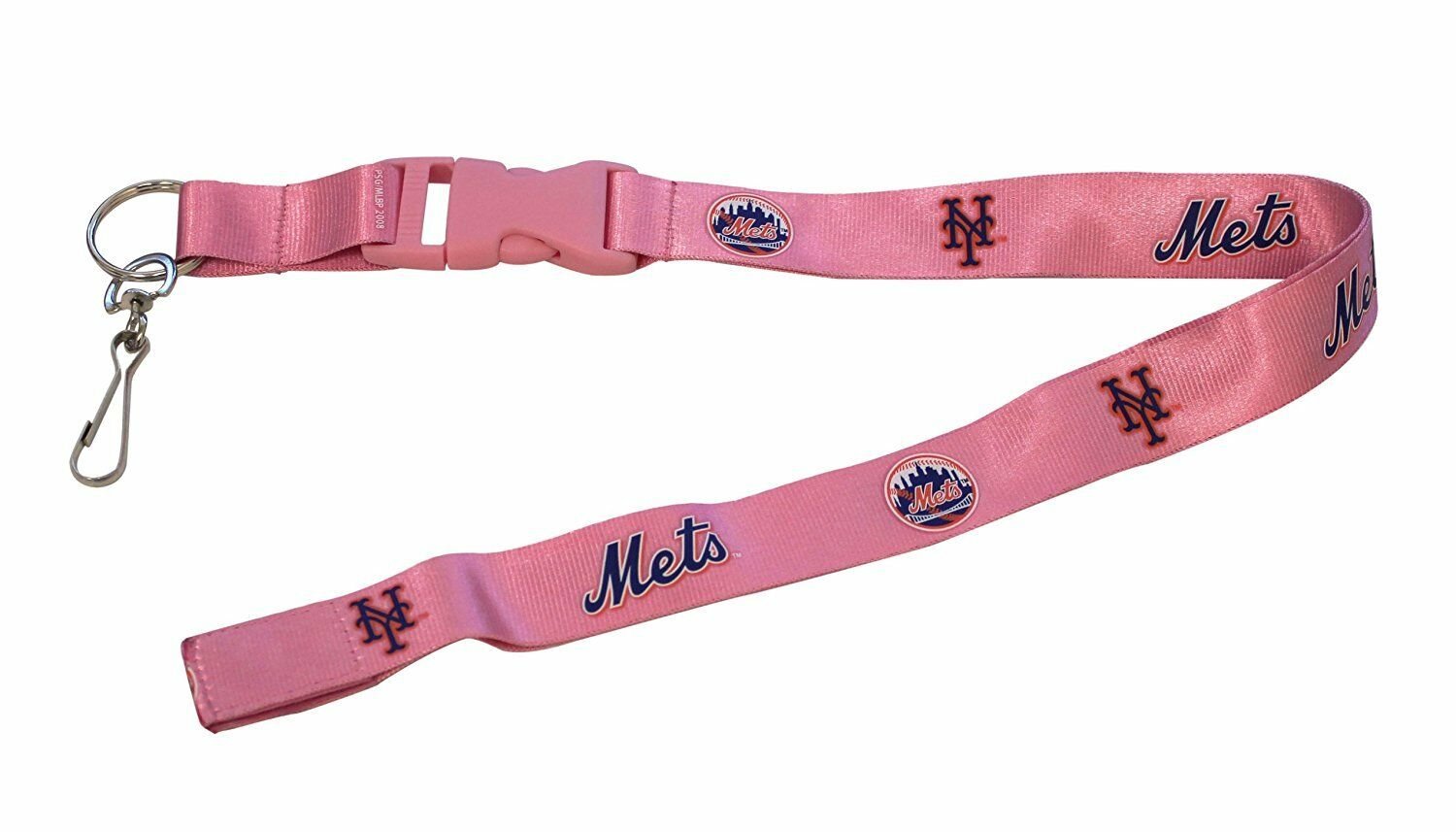 New York Mets Pink Lanyard Keychain Double Sided Breakaway Safety Design Adult 18 Inch