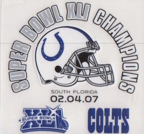 Indianapolis Colts Super Bowl XLI Champions Static Cling Sticker Decal 3x4 Inch