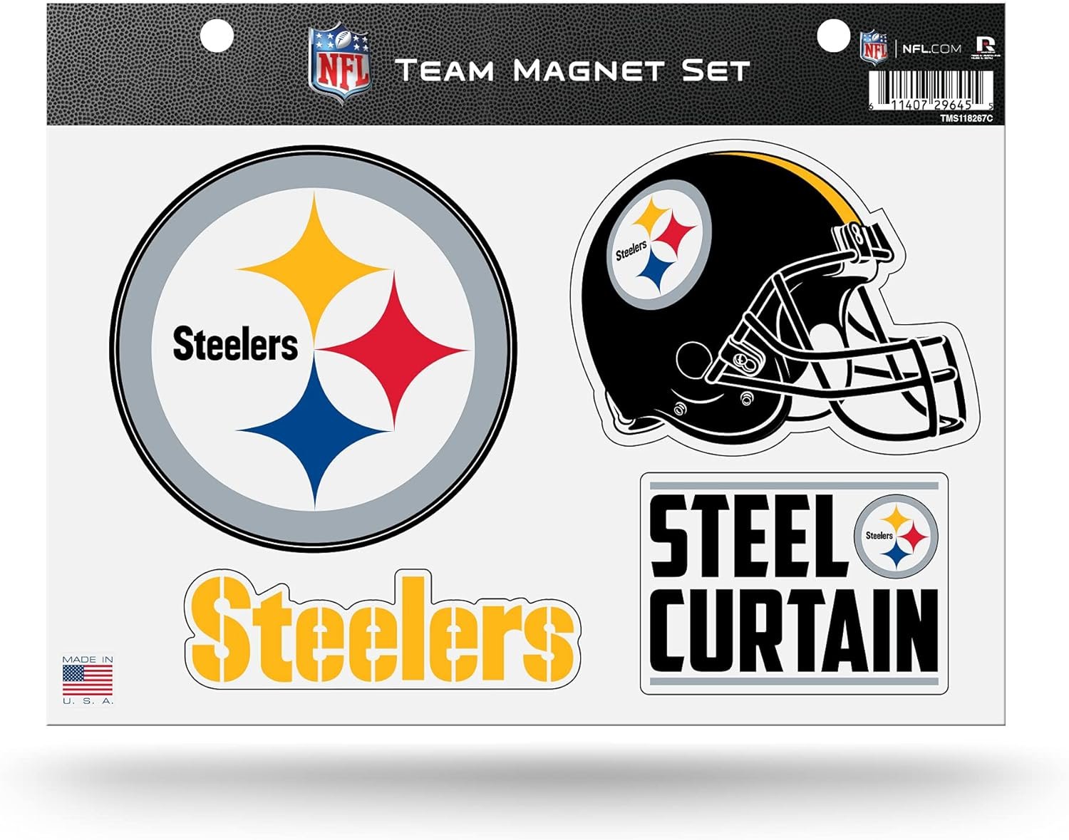 Pittsburgh Steelers Multi Magnet Set, 8.5x11 Inch Sheet, Die Cut, Auto Home