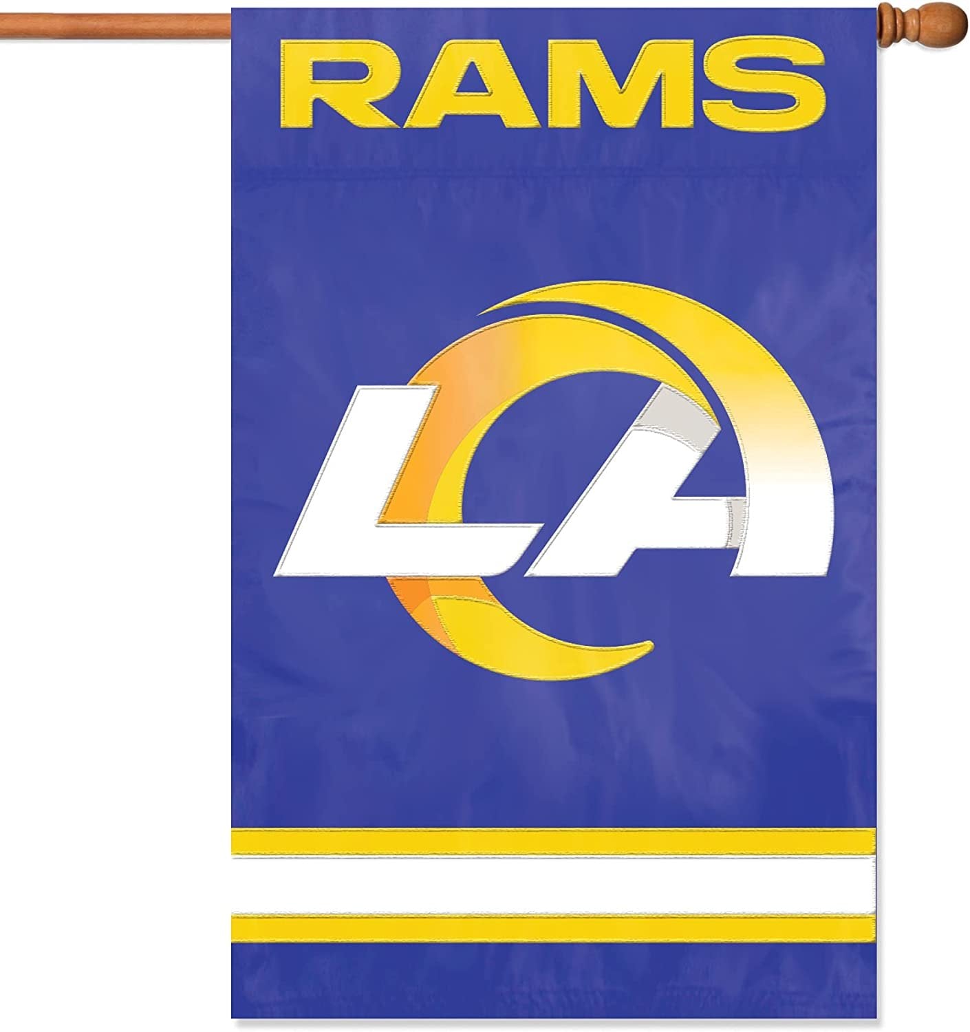 Los Angeles Rams Premium Double Sided Banner Flag Embroidered Applique 28x44 Inches