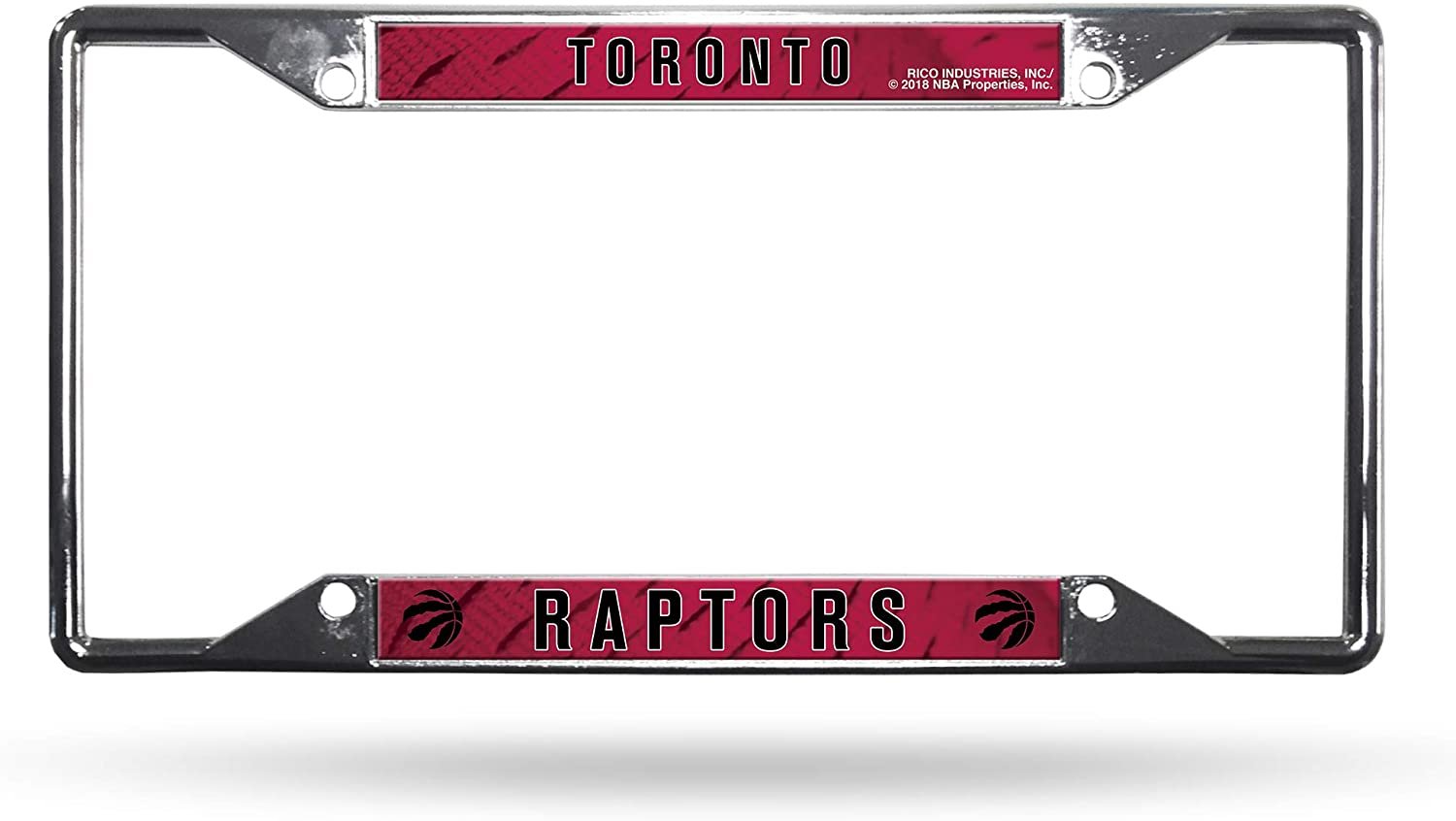 Toronto Raptors Premium Metal License Plate Frame Chrome Tag Cover, EZ View Design, 12x6 Inch