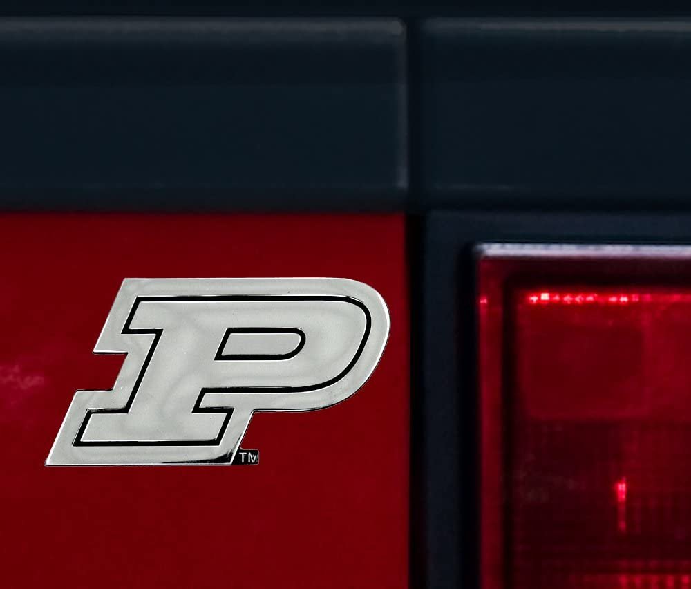 Purdue University Boilermakers Premium Solid Metal Raised Auto Emblem, Shape Cut, Adhesive Backing