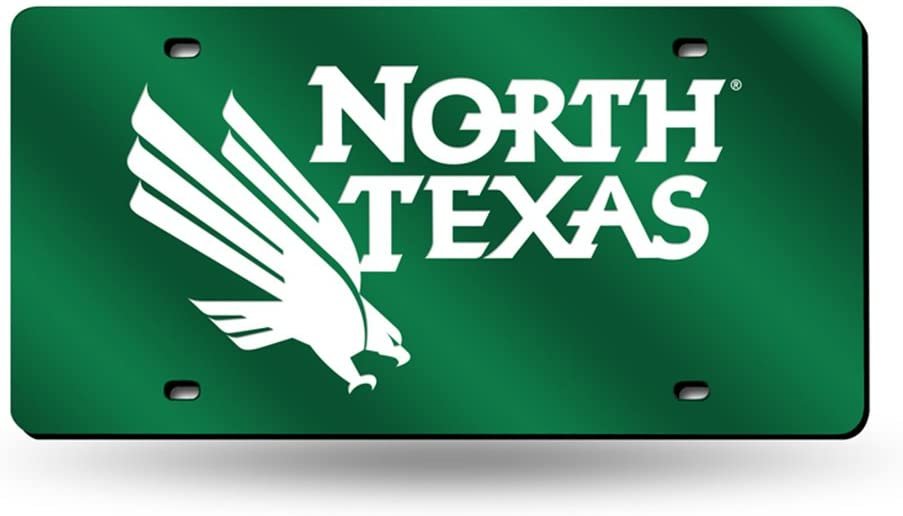 University of North Texas Mean Green Premium Laser Cut Tag License Plate, Mirrored Acrylic Inlaid, 6x12 Inch