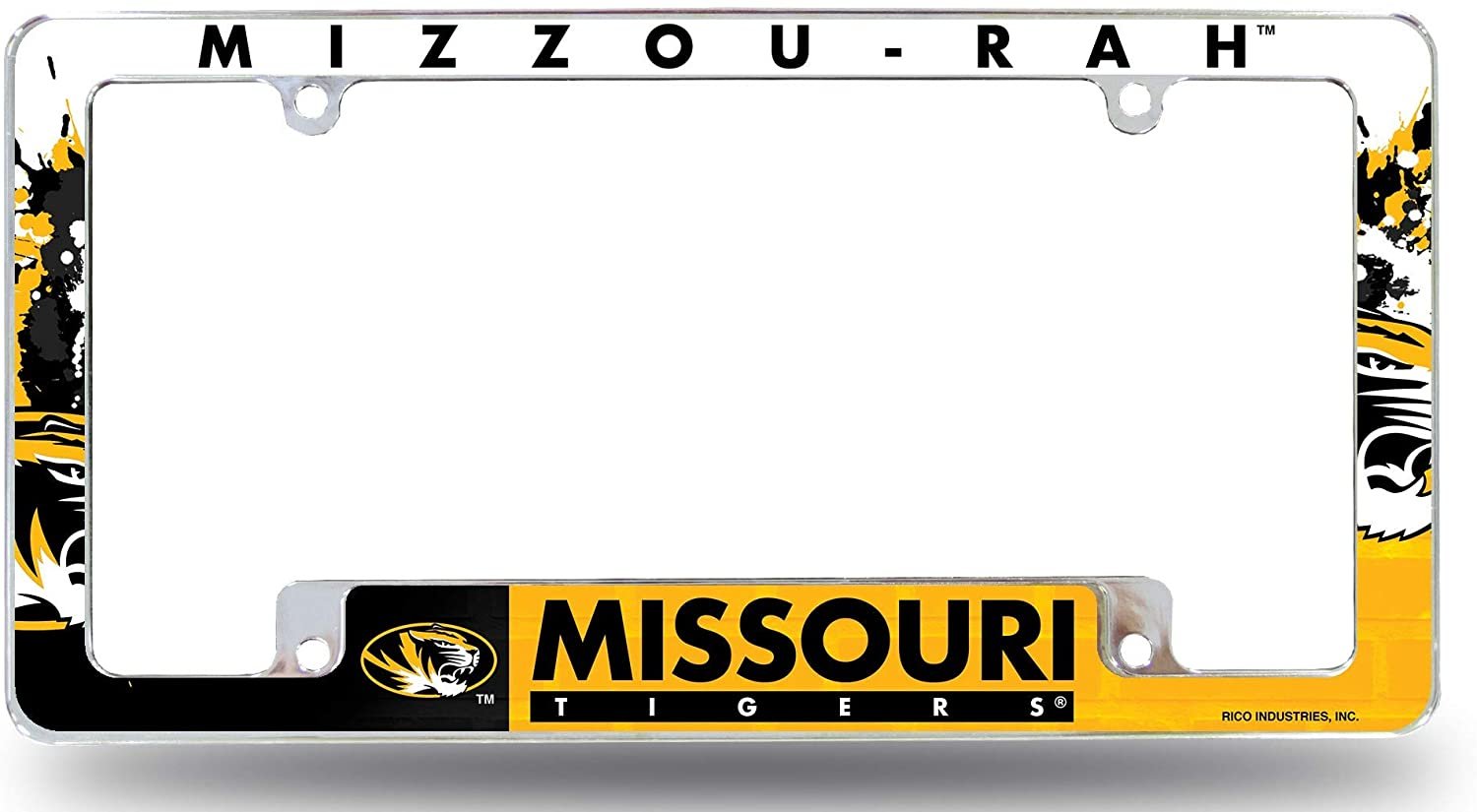 Missouri Tigers EZ View All Over Design Chrome Frame Metal License Plate Tag Cover University of