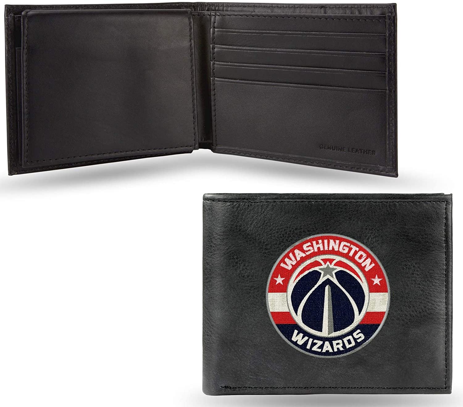 Washington Wizards Premium Black Leather Wallet, Bifold Billfold, Embroidered Logo