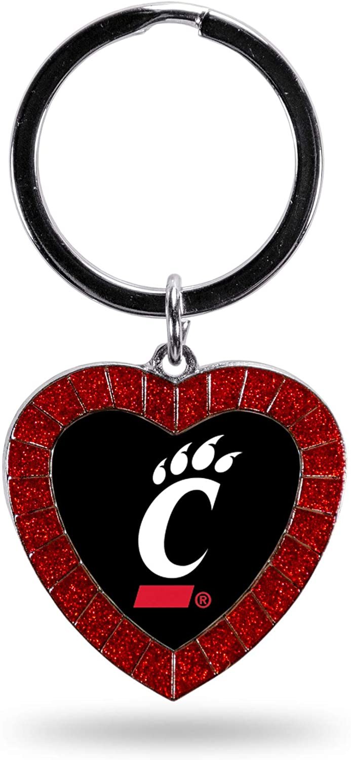 NCAA Cincinnati Bearcats NCAA Rhinestone Heart Colored Keychain, Red, 3-inches in length
