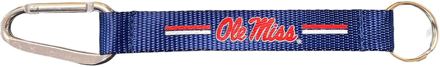 University of Mississippi Rebels Ole Miss Carabiner Lanyard Keychain with Key Ring