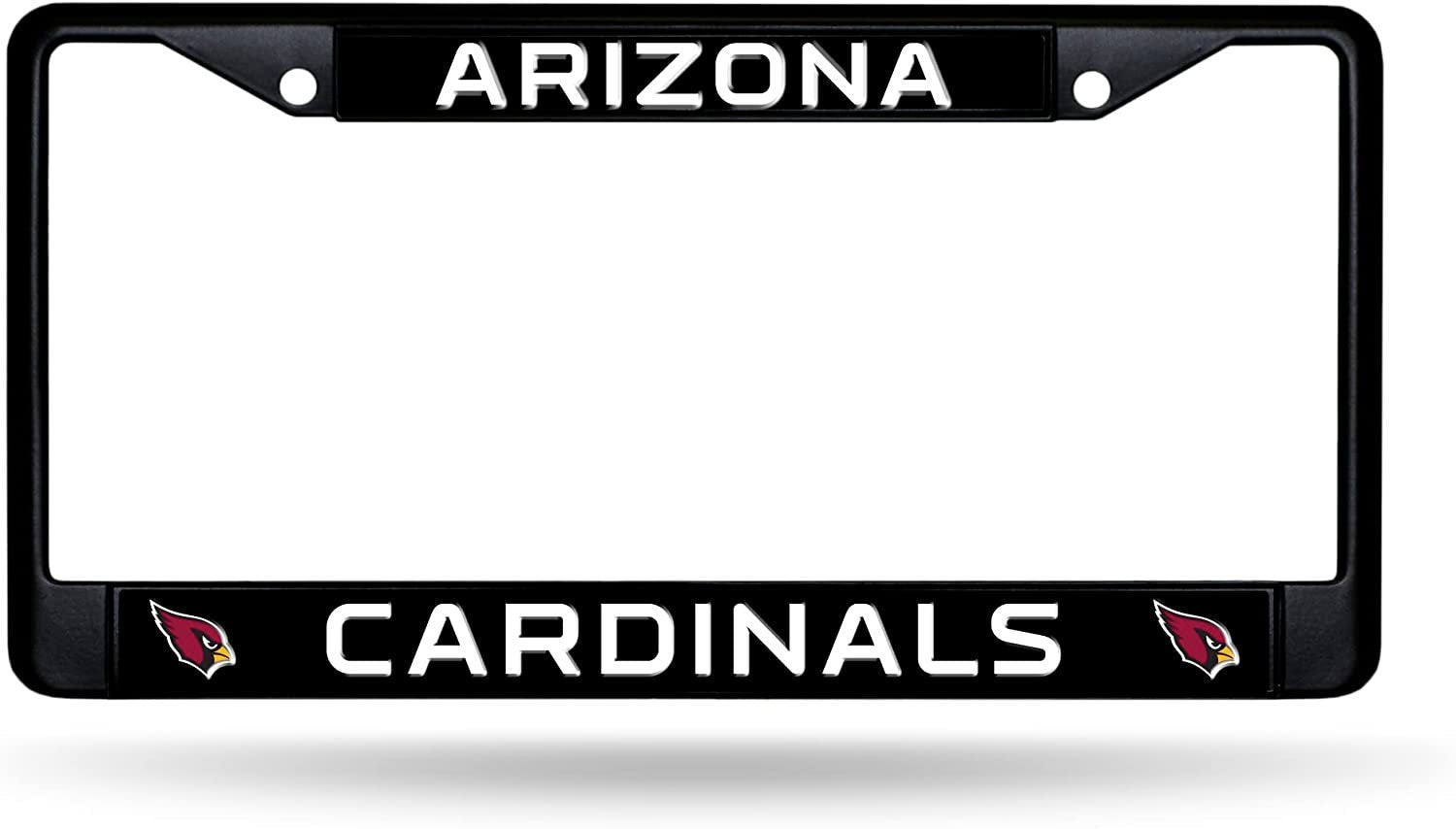 Arizona Cardinals Black Metal License Plate Frame Chrome Tag Cover 6x12 Inch