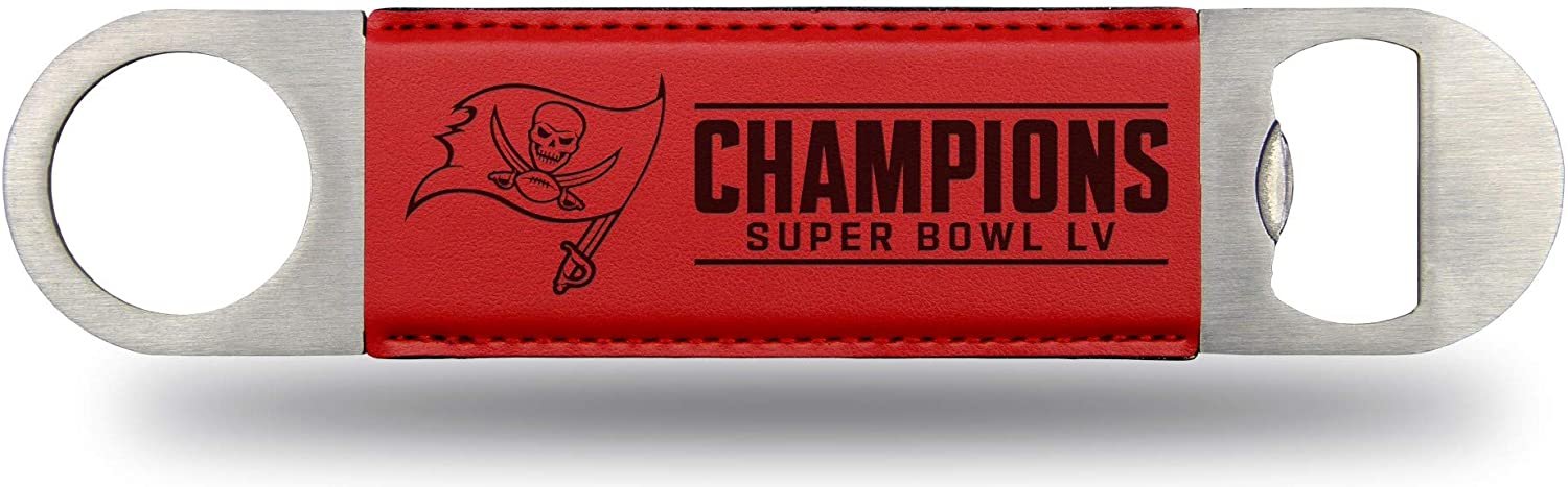 Tampa Bay Buccaneers LV Champions Solid Metal Laser Engraved Bar Blade Bottle Opener Football