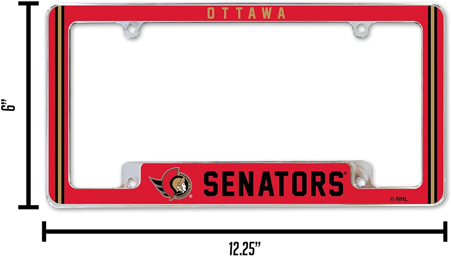 Ottawa Senators Metal License Plate Frame Chrome Tag Cover Alternate Design 6x12 Inch
