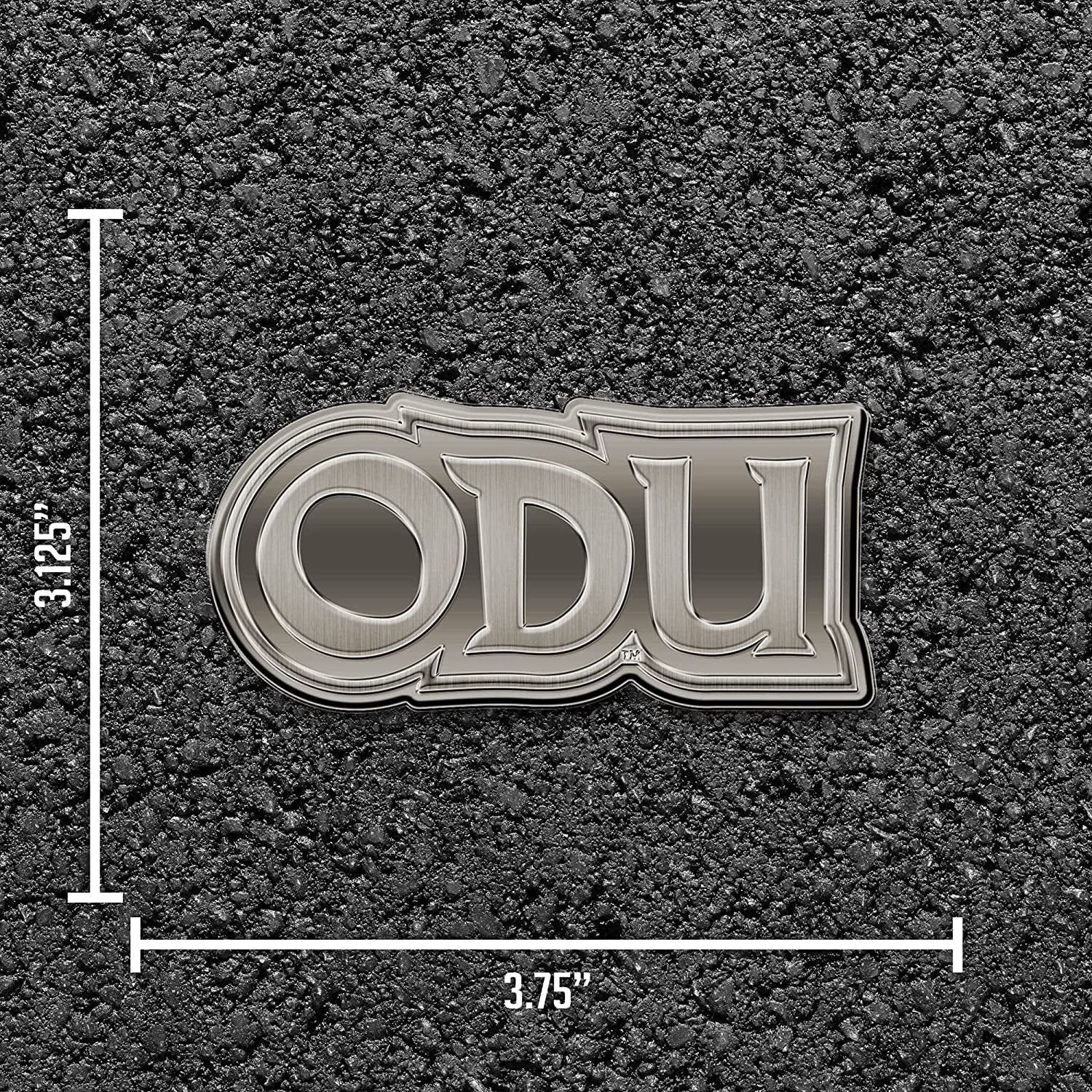 Old Dominion University Monarchs Solid Metal Auto Emblem Antique Nickel for Car/Truck/SUV