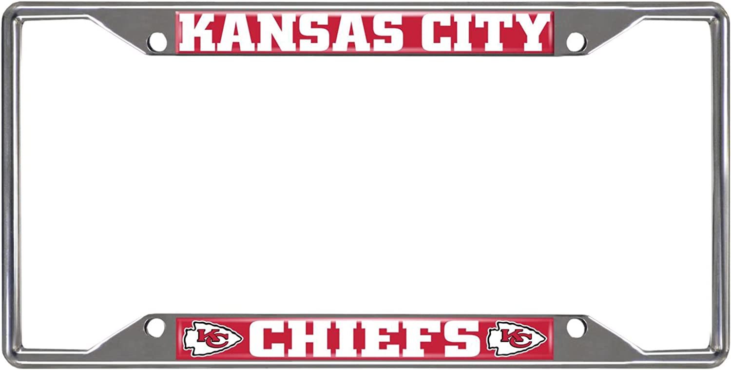 Kansas City Chiefs Metal License Plate Frame Chrome Tag Cover 6x12 Inch