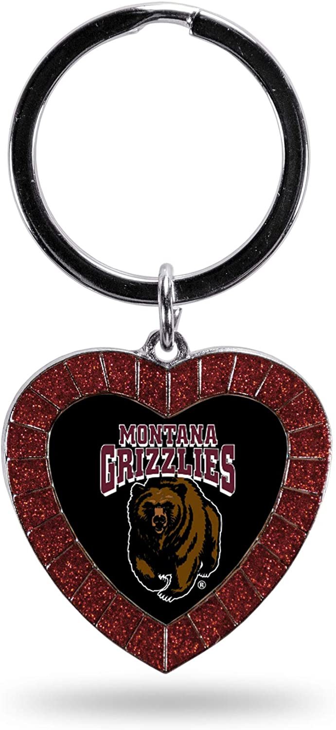 NCAA Montana Grizzlies NCAA Rhinestone Heart Colored Keychain, Maroon, 3-inches in length