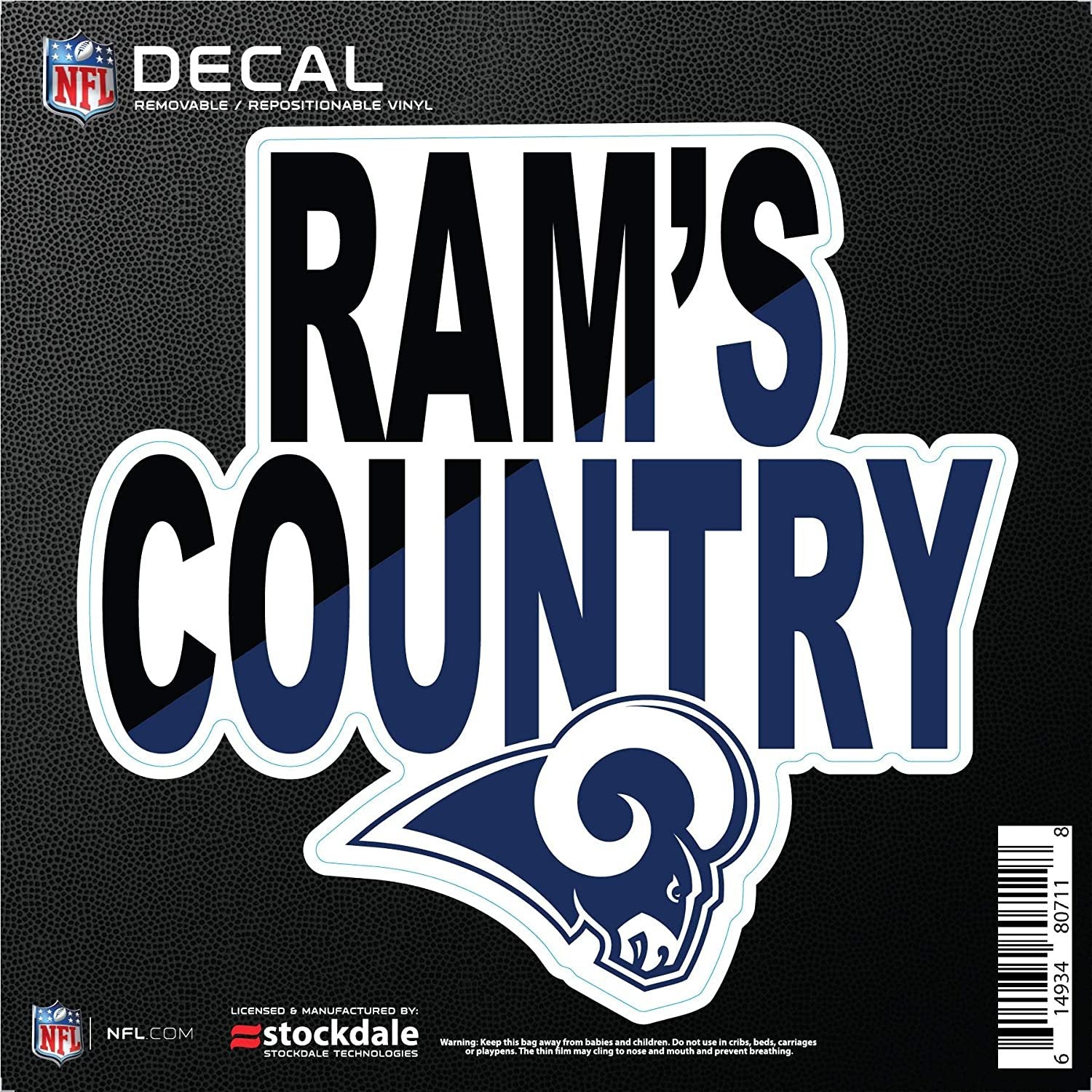 Los Angeles Rams 6 Inch Decal Sticker, Flat Vinyl, Die Cut, Slogan Design, Full Adhesive Backing