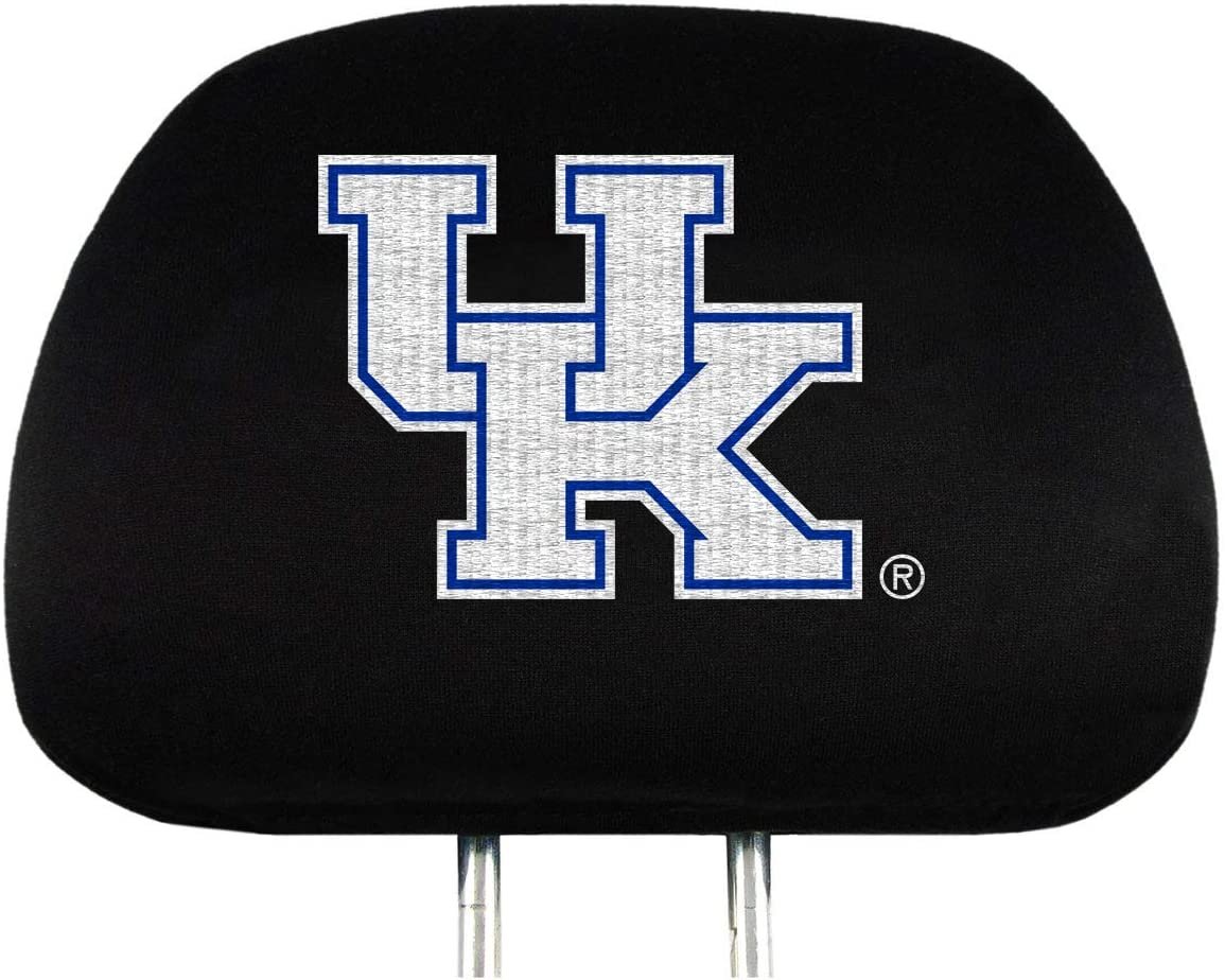 University of Kentucky Wildcats Premium Pair of Auto Head Rest Covers, Black, Elastic, 10x14 Inch