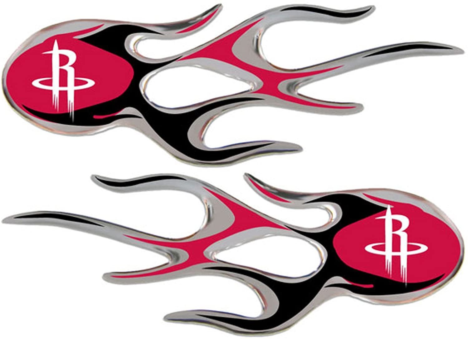 Houston Rockets 2-pack Drip Molded Plastic Raised Flame Flames Decal Emblem Sticker Basketball