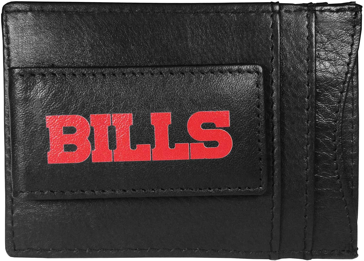 Buffalo Bills Black Leather Wallet, Front Pocket Magnetic Money Clip, Printed Logo