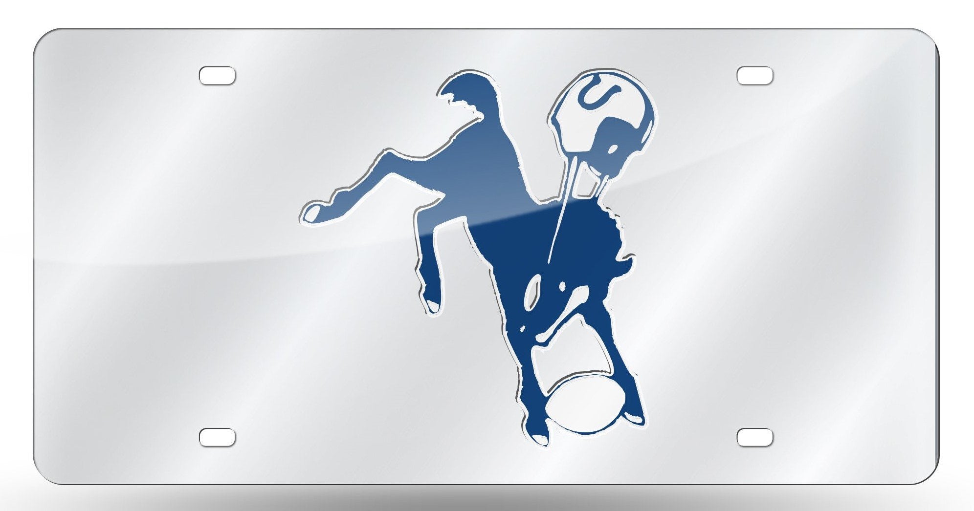 Indianapolis Colts Premium Laser Cut Tag License Plate, Retro Logo, Mirrored Acrylic Inlaid, 12x6 Inch