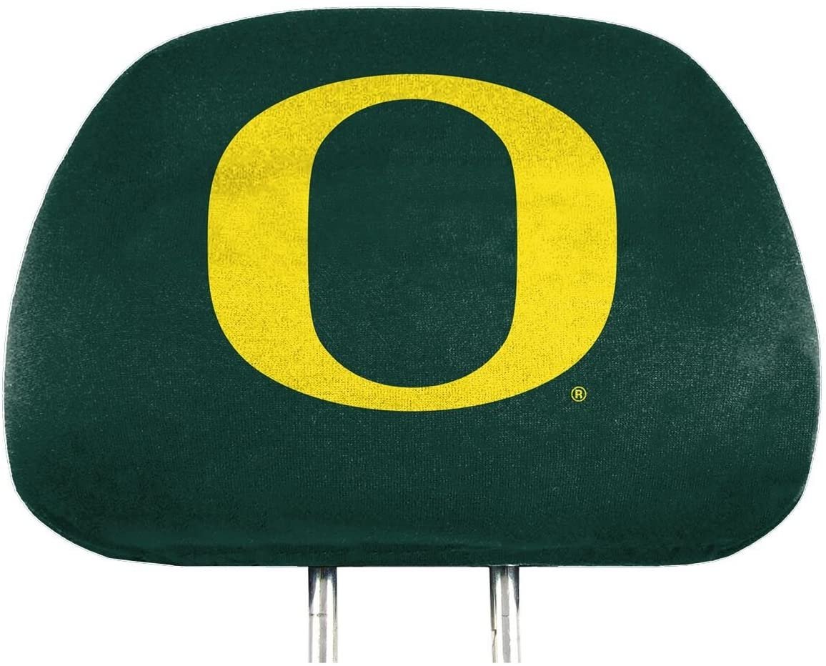 University of Oregon Ducks Premium Pair of Auto Head Rest Covers, Full Color Printed, Elastic, 10x14 Inch