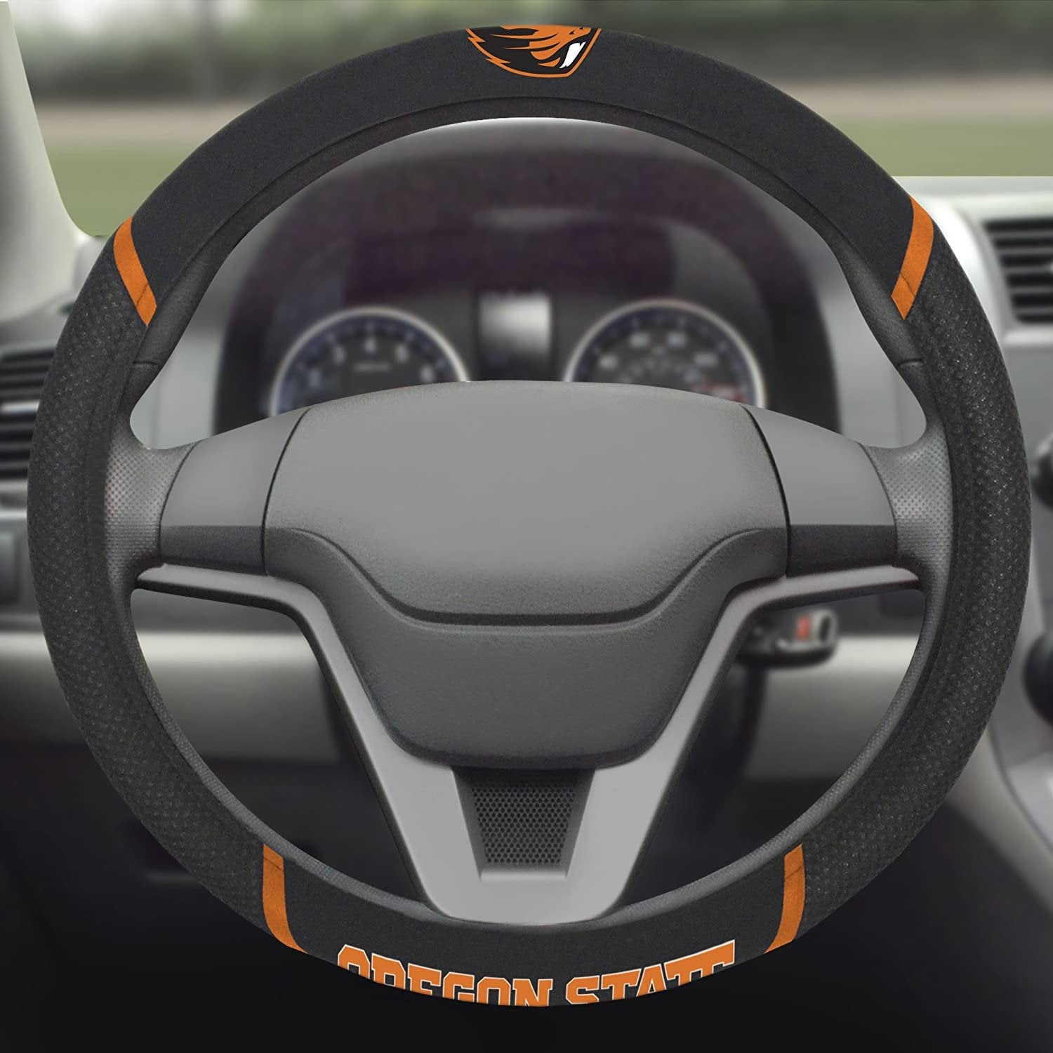 Oregon State Beavers Steering Wheel Cover Premium Embroidered Black 15 Inch University