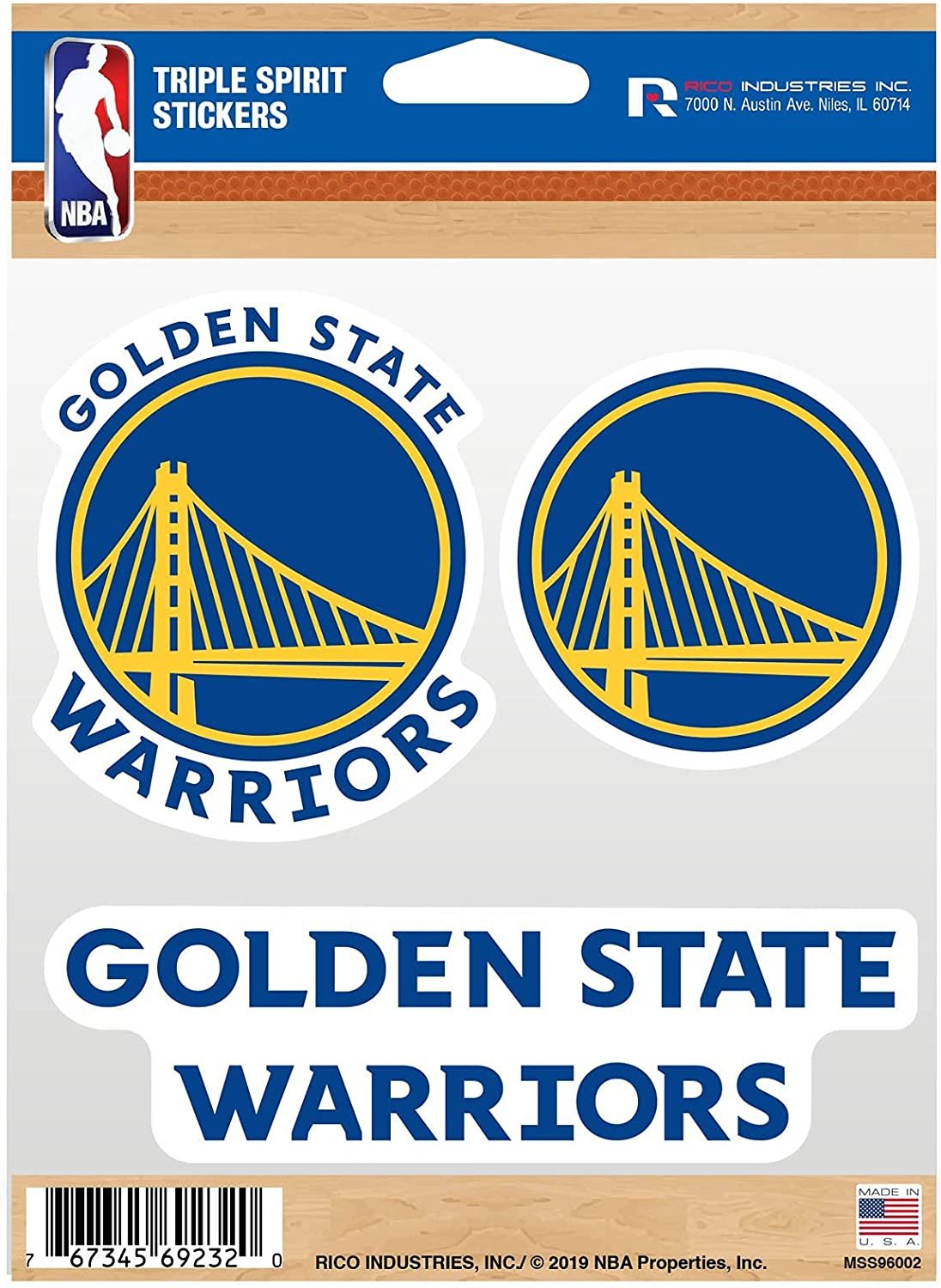 Golden State Warriors Triple Sticker Decal Sheet 3-Piece Die Cut