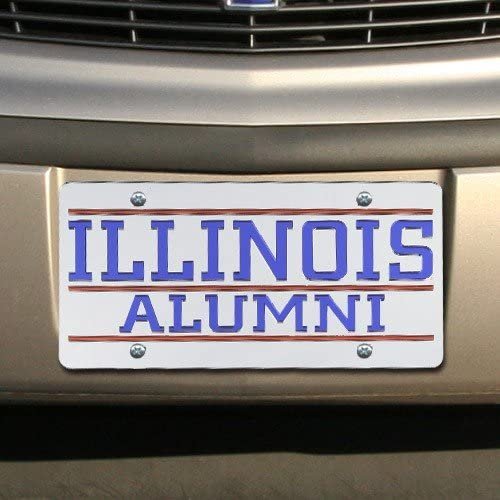 NCAA Illinois Fighting Illini Silver Mirrored Alumni License Plate