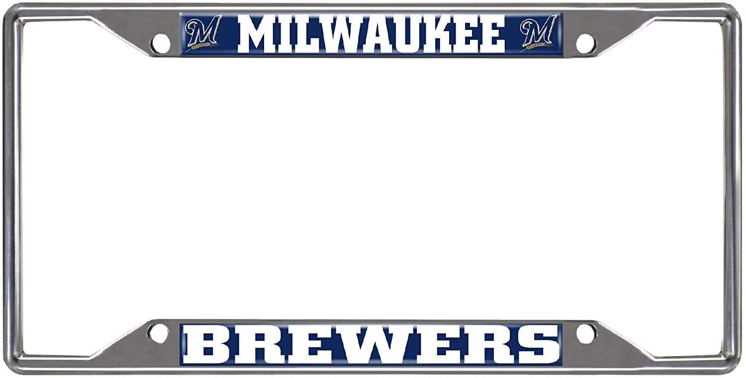 Milwaukee Brewers Metal License Plate Frame Tag Cover Chrome 6x12 Inch