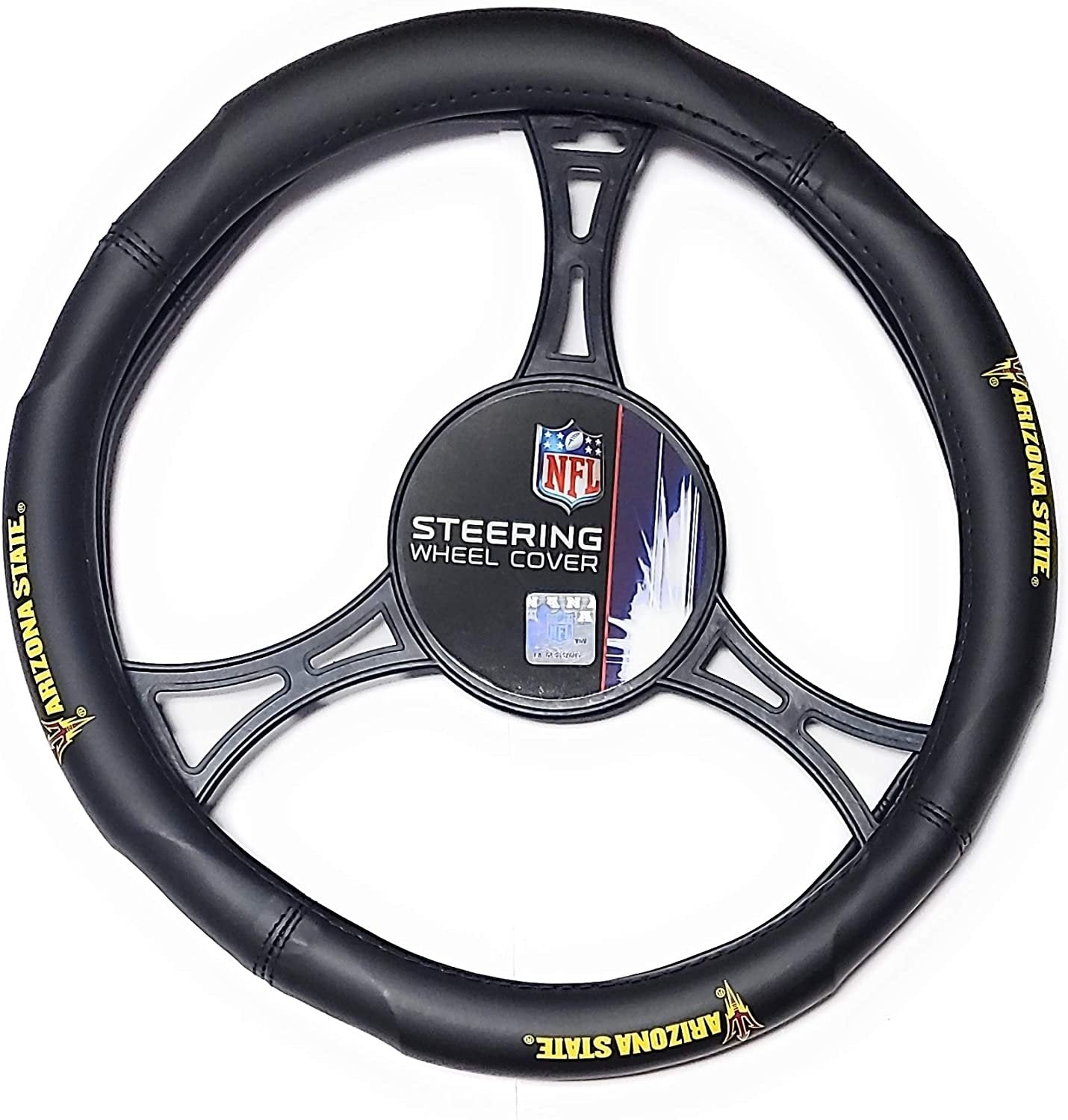 Arizona State Sun Devils Premium 15 Inch Rubber Grip Black Steering Wheel Cover University