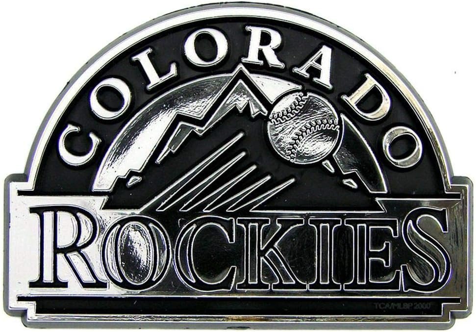 Colorado Rockies Auto Emblem, Silver Chrome Color, Raised Molded Plastic, Adhesive Tape Backing