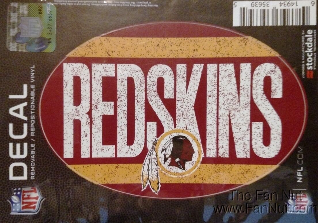 Washington Redskins 5"x7" VINTAGE Repositionable Vinyl Decal Auto Home Football