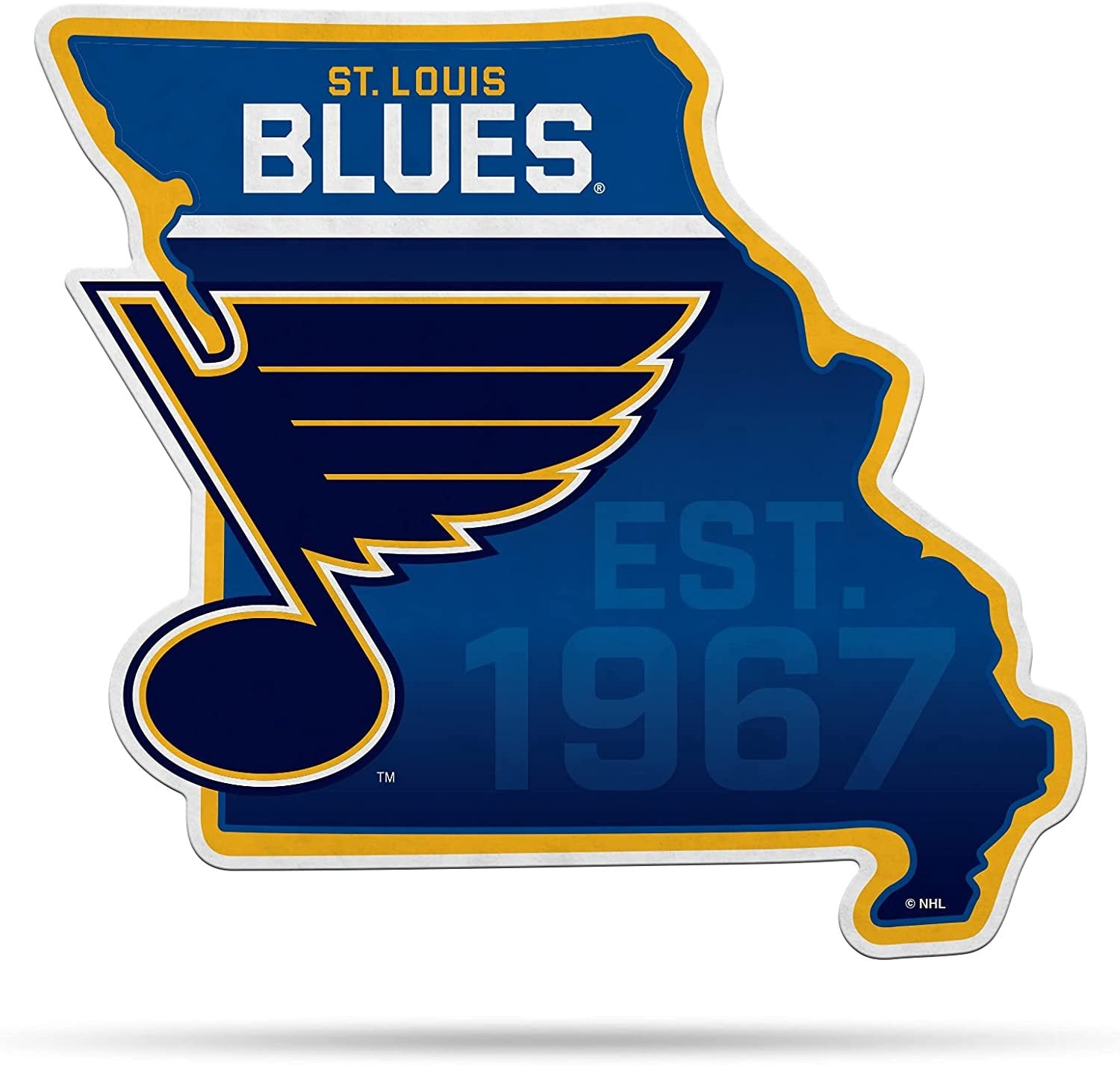 St Louis Blues Soft Felt Pennant, State Design, Shape Cut, 18 Inch, Easy To Hang