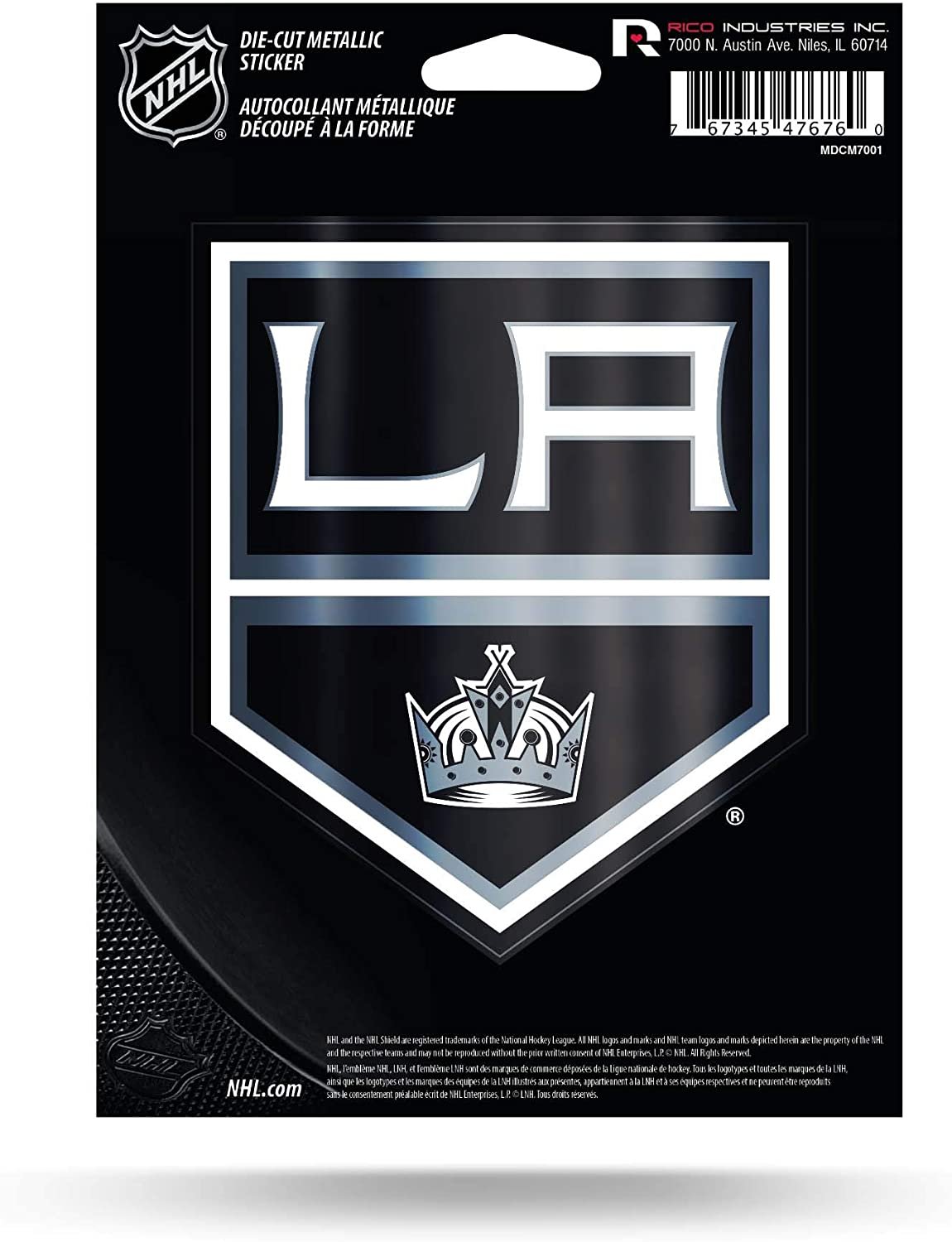 Los Angeles Kings 5 Inch Decal Sticker, Color Metallic Shimmer Design, Full Adhesive Backing